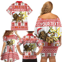 Personalized Ethiopia Christmas Family Matching Off Shoulder Short Dress and Hawaiian Shirt Lion of Judah - Melikam Gena! - Wonder Print Shop