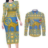 Personalized Eritrea Christmas Couples Matching Long Sleeve Bodycon Dress and Long Sleeve Button Shirt Ruhus Beal Lidet - National Emblem - Wonder Print Shop