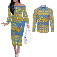Personalized Eritrea Christmas Couples Matching Off The Shoulder Long Sleeve Dress and Long Sleeve Button Shirt Ruhus Beal Lidet - National Emblem