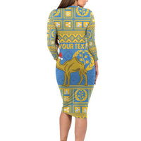 Personalized Eritrea Christmas Long Sleeve Bodycon Dress Ruhus Beal Lidet - National Emblem - Wonder Print Shop