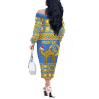 Personalized Eritrea Christmas Off The Shoulder Long Sleeve Dress Ruhus Beal Lidet - National Emblem - Wonder Print Shop