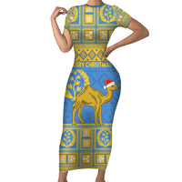Personalized Eritrea Christmas Short Sleeve Bodycon Dress Ruhus Beal Lidet - National Emblem - Wonder Print Shop