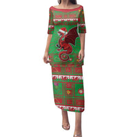 Personalized Wales Nadolig Llawen Family Matching Puletasi and Hawaiian Shirt Welsh Dragon Mascot - Merry Xmas - Wonder Print Shop