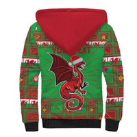 Personalized Wales Nadolig Llawen Sherpa Hoodie Welsh Dragon Mascot - Merry Xmas - Wonder Print Shop