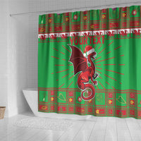 Personalized Wales Nadolig Llawen Shower Curtain Welsh Dragon Mascot - Merry Xmas