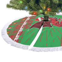 Personalized Wales Nadolig Llawen Tree Skirt Welsh Dragon mascot - Merry Xmas - Wonder Print Shop