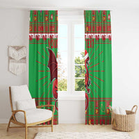 Personalized Wales Nadolig Llawen Window Curtain Welsh Dragon Mascot - Merry Xmas - Wonder Print Shop