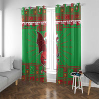 Personalized Wales Nadolig Llawen Window Curtain Welsh Dragon Mascot - Merry Xmas - Wonder Print Shop