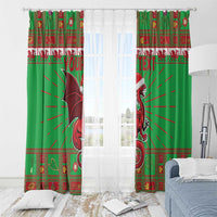 Personalized Wales Nadolig Llawen Window Curtain Welsh Dragon Mascot - Merry Xmas - Wonder Print Shop