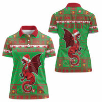 Personalized Wales Nadolig Llawen Women Polo Shirt Welsh Dragon Mascot - Merry Xmas - Wonder Print Shop