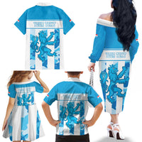 Personalized Luxembourg Family Matching Off The Shoulder Long Sleeve Dress and Hawaiian Shirt Roude Leiw Grunge Style - Wonder Print Shop