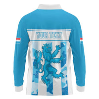 Personalized Luxembourg Long Sleeve Polo Shirt Roude Leiw Grunge Style - Wonder Print Shop