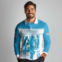 Personalized Luxembourg Long Sleeve Polo Shirt Roude Leiw Grunge Style - Wonder Print Shop