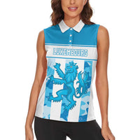 Personalized Luxembourg Women Sleeveless Polo Shirt Roude Leiw Grunge Style - Wonder Print Shop