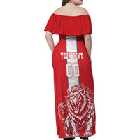 Custom Luxembourg Football Family Matching Off Shoulder Maxi Dress and Hawaiian Shirt Les Lions Rouges - Wonder Print Shop