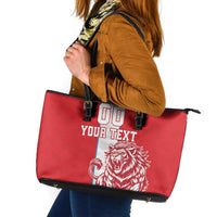 Custom Luxembourg Football Leather Tote Bag Les Lions Rouges - Wonder Print Shop
