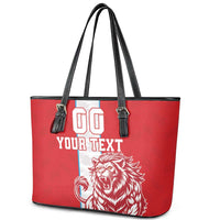 Custom Luxembourg Football Leather Tote Bag Les Lions Rouges - Wonder Print Shop