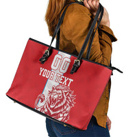 Custom Luxembourg Football Leather Tote Bag Les Lions Rouges - Wonder Print Shop
