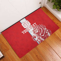 Custom Luxembourg Football Rubber Doormat Les Lions Rouges - Wonder Print Shop