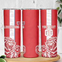 Custom Luxembourg Football Skinny Tumbler Les Lions Rouges - Wonder Print Shop