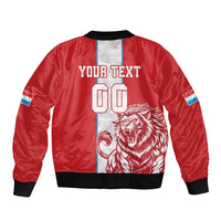 Custom Luxembourg Football Sleeve Zip Bomber Jacket Les Lions Rouges - Wonder Print Shop