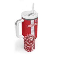 Custom Luxembourg Football Tumbler With Handle Les Lions Rouges - Wonder Print Shop