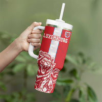 Custom Luxembourg Football Tumbler With Handle Les Lions Rouges - Wonder Print Shop