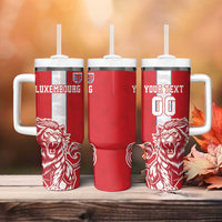 Custom Luxembourg Football Tumbler With Handle Les Lions Rouges - Wonder Print Shop