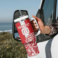 Custom Luxembourg Football Tumbler With Handle Les Lions Rouges - Wonder Print Shop