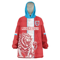 Custom Luxembourg Football Wearable Blanket Hoodie Les Lions Rouges - Wonder Print Shop