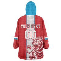 Custom Luxembourg Football Wearable Blanket Hoodie Les Lions Rouges - Wonder Print Shop