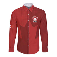 Canada Soccer Maple Leaf Custom Long Sleeve Button Shirt Sporty Style - Wonder Print Shop