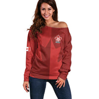 Canada Soccer Maple Leaf Custom Off Shoulder Sweater Sporty Style - Wonder Print Shop