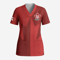 Canada Soccer Maple Leaf Custom Scrub Top Sporty Style - Wonder Print Shop