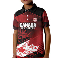 Custom Canada Soccer Kid Polo Shirt Les Rouges Maple Leaf - Wonder Print Shop