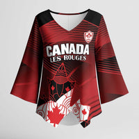 Custom Canada Soccer Kimono Sleeve Blouse Les Rouges Maple Leaf - Wonder Print Shop