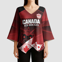 Custom Canada Soccer Kimono Sleeve Blouse Les Rouges Maple Leaf - Wonder Print Shop