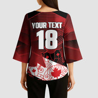 Custom Canada Soccer Kimono Sleeve Blouse Les Rouges Maple Leaf - Wonder Print Shop
