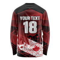 Custom Canada Soccer Long Sleeve Shirt Les Rouges Maple Leaf - Wonder Print Shop