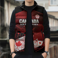 Custom Canada Soccer Sleeveless Puffer Jacket Les Rouges Maple Leaf - Wonder Print Shop