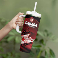 Custom Canada Soccer Tumbler With Handle Les Rouges Maple Leaf - Wonder Print Shop