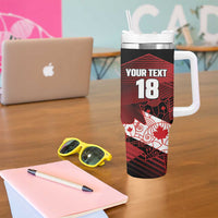 Custom Canada Soccer Tumbler With Handle Les Rouges Maple Leaf - Wonder Print Shop
