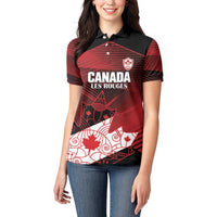 Custom Canada Soccer Women Polo Shirt Les Rouges Maple Leaf - Wonder Print Shop