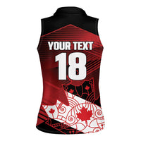 Custom Canada Soccer Women Sleeveless Polo Shirt Les Rouges Maple Leaf - Wonder Print Shop
