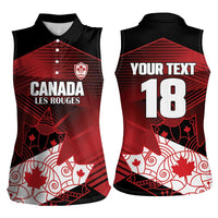 Custom Canada Soccer Women Sleeveless Polo Shirt Les Rouges Maple Leaf - Wonder Print Shop