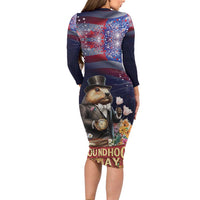 Groundhog Day Gentleman Family Matching Long Sleeve Bodycon Dress and Hawaiian Shirt Same Day Again - Wonder Print Shop