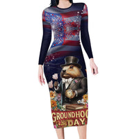 Groundhog Day Gentleman Long Sleeve Bodycon Dress Same Day Again - Wonder Print Shop