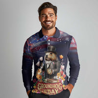 Groundhog Day Gentleman Long Sleeve Polo Shirt Same Day Again - Wonder Print Shop