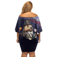 Groundhog Day Gentleman Off Shoulder Short Dress Same Day Again - Wonder Print Shop