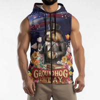 Groundhog Day Gentleman Sleeveless Zip Hoodie Same Day Again - Wonder Print Shop